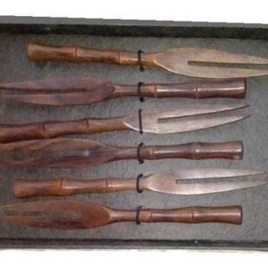 Set 4 Pieces Tenedores Bamboo Durable Coffee Brang