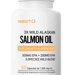 Restart Salmon Oil 3X Wild Alaskan Oil Salmon Salvaje 300mg EPA 200mg DHA Softgel 60 Capsules