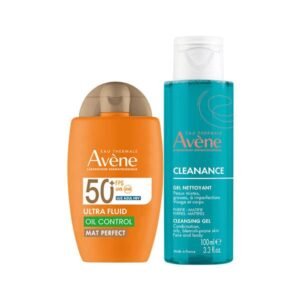 Avene Kit Sunscreen Ultra Fluid Oil Control Mat Perfect FPS50+ 50ml with Color + Cleanance Gel Cleanser 100ml