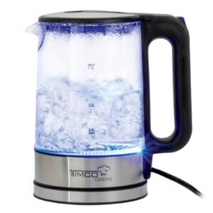 TIMCO Tetera Jarra Electric Glass 1.7 Liters Base Stainless Steel