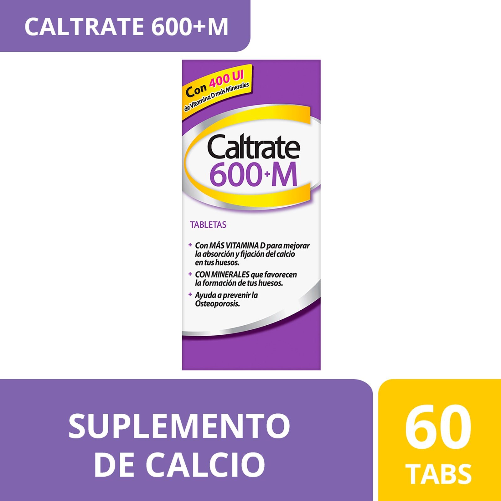 Caltrate Supplement Calcium 600 +M 600 mg/400 UI 60 Tablets