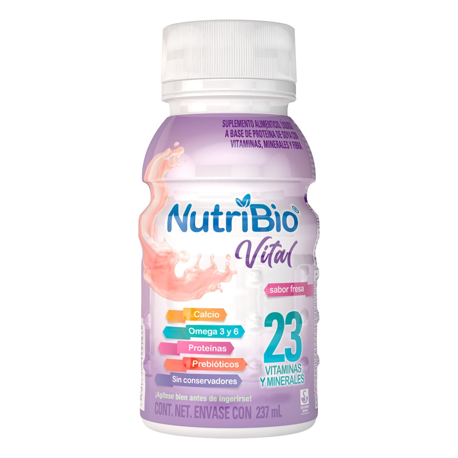 Nutribio Vital - Strawberry Flavor in envase with 237 ml