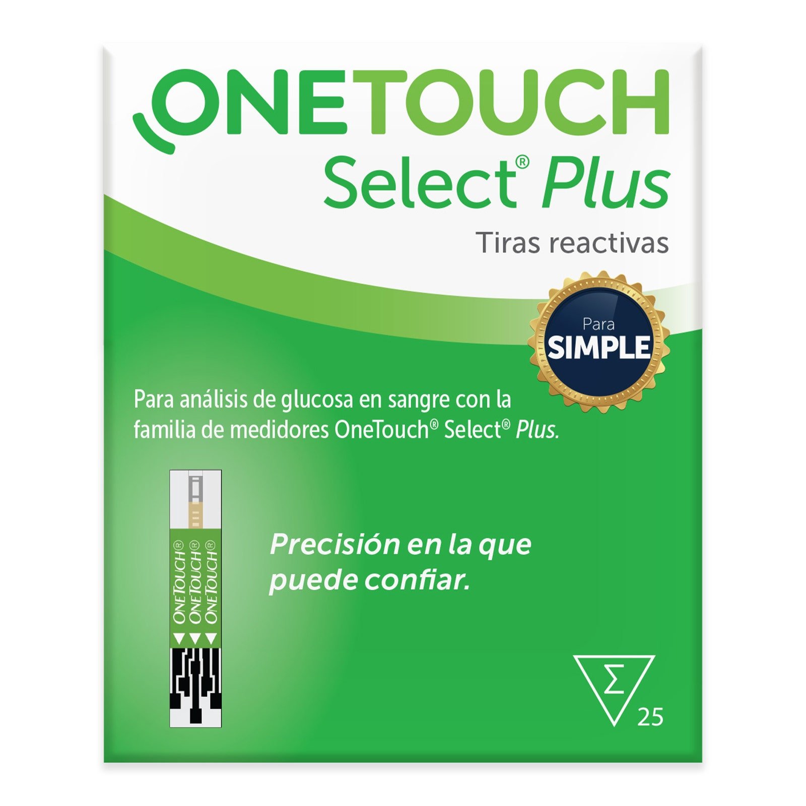 Tiras reactivas OneTouch® Select® Plus Simple 25 Pieces