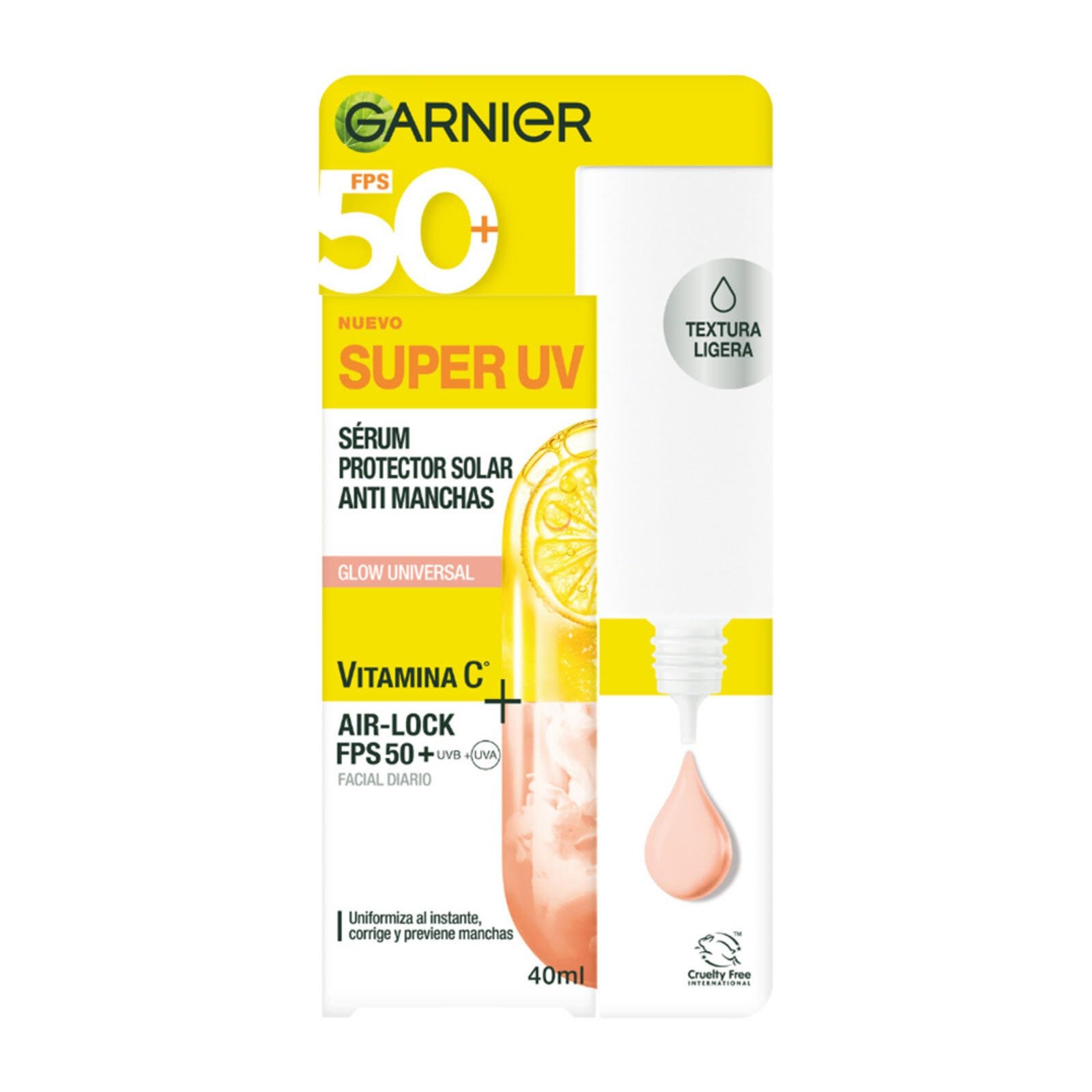 Garnier Super Uv Sunscreen Facial Fluido Acabado Luminoso 40 ml