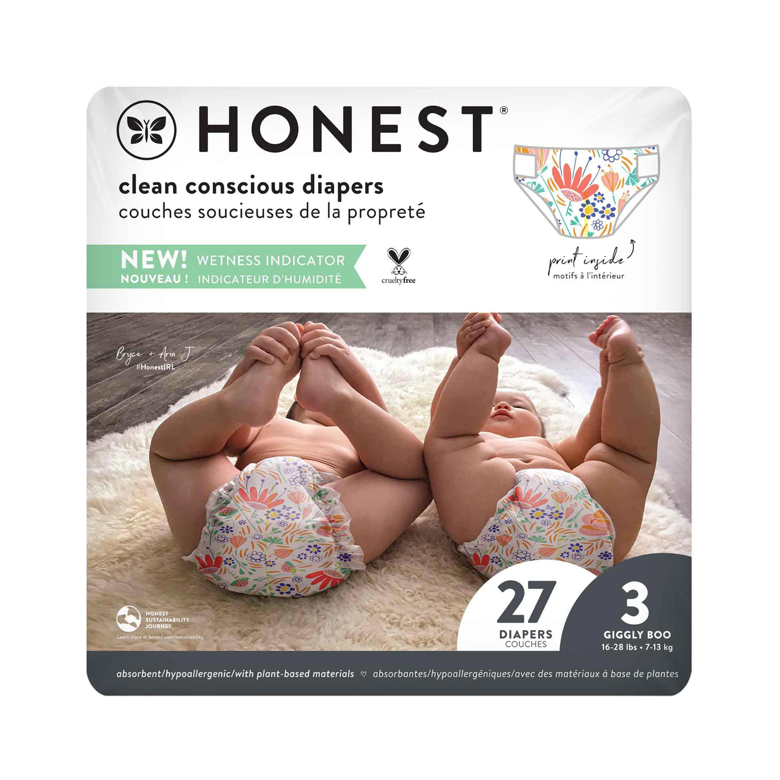 HONEST Diaper Disposable Stage 3 Estampado Flower Power 27 pcs