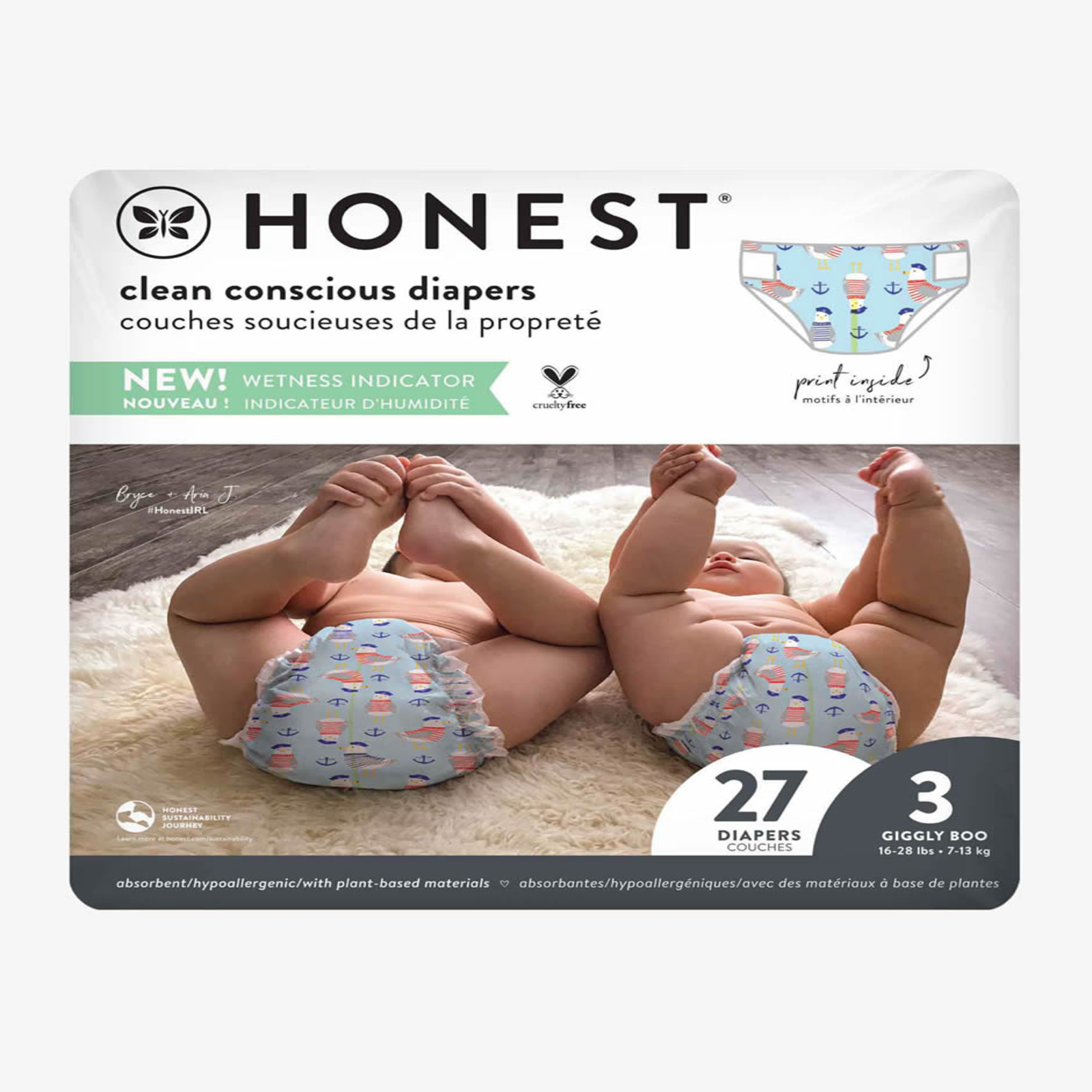HONEST Diaper Disposable Stage 3 Estampado Feeling Nauti 27 pcs