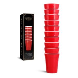 Cups Plastic Rigid Reutilizables Ecológicos 10 Pieces 530 Ml, Mixologic, 83616, Red