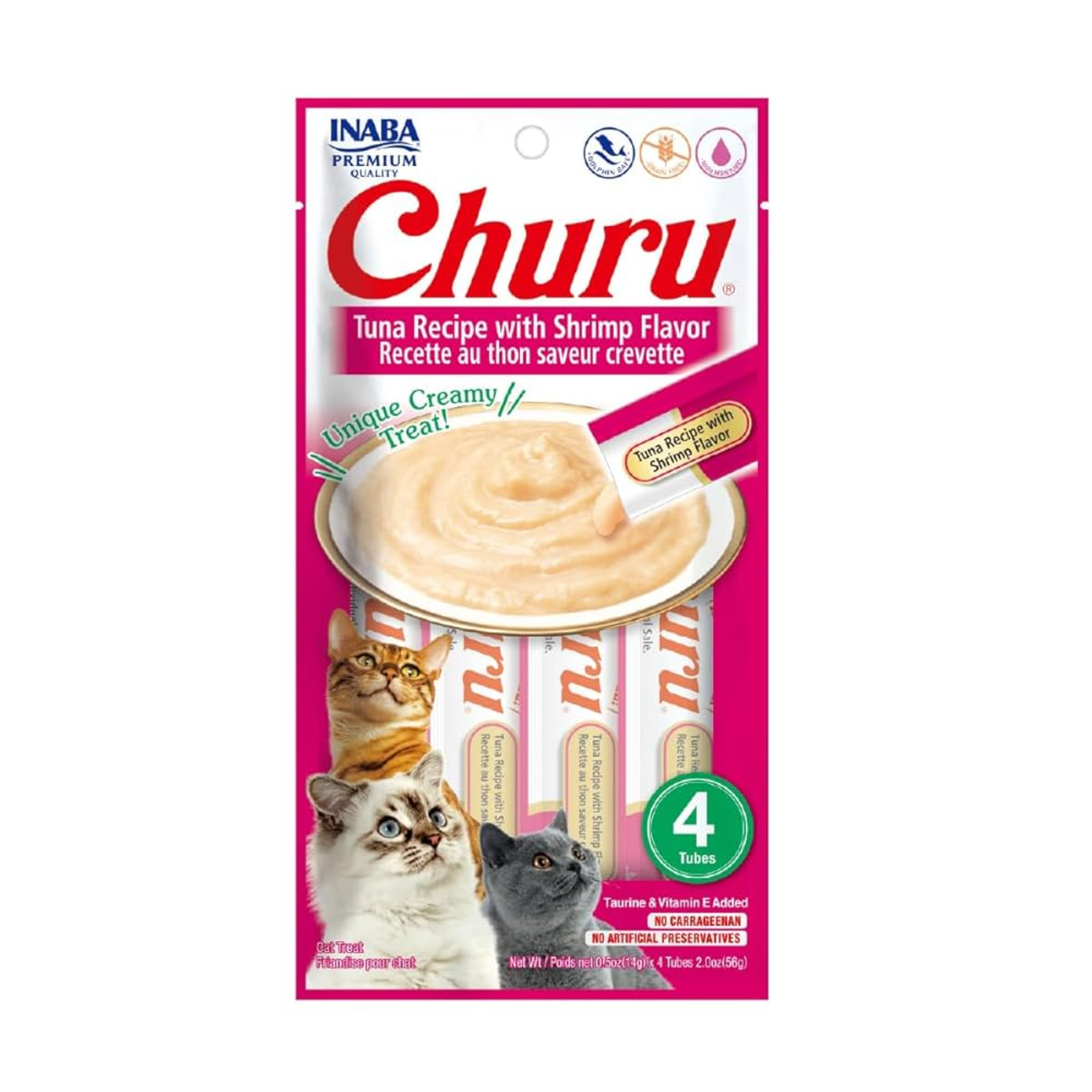 INABA CHURU Premio Cat Tuna Flavor & Camarón 4 tubos