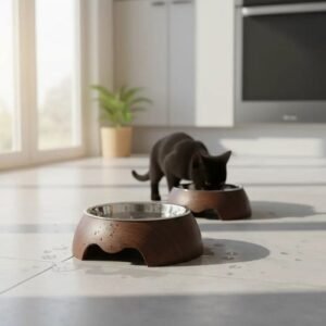 Plate Comedero Lujo P/ Cat Dog Pet Pet75 Wood 160ml Wood