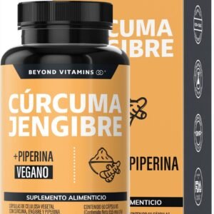 Beyond Vitamins Turmeric + Ginger Potenciado with Pimienta Black (Piperina) 1000 mg 60 Capsules Vegano