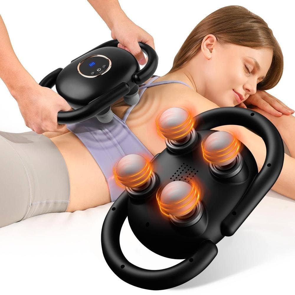 Massage Gun Massager Percusión Black 4 Cabezales for Aliviar Pain Back, Leg