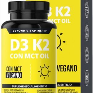 Beyond Vitamins D3 + K2 + MCT Oil Microencapsulado, without Sugar, Vegano, 60 Capsules