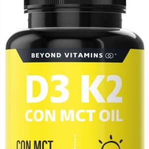Beyond Vitamins | Vitamin D3 + K2 with Oil Coconut & MCT | Cápsula Blanda (180 Capsules)