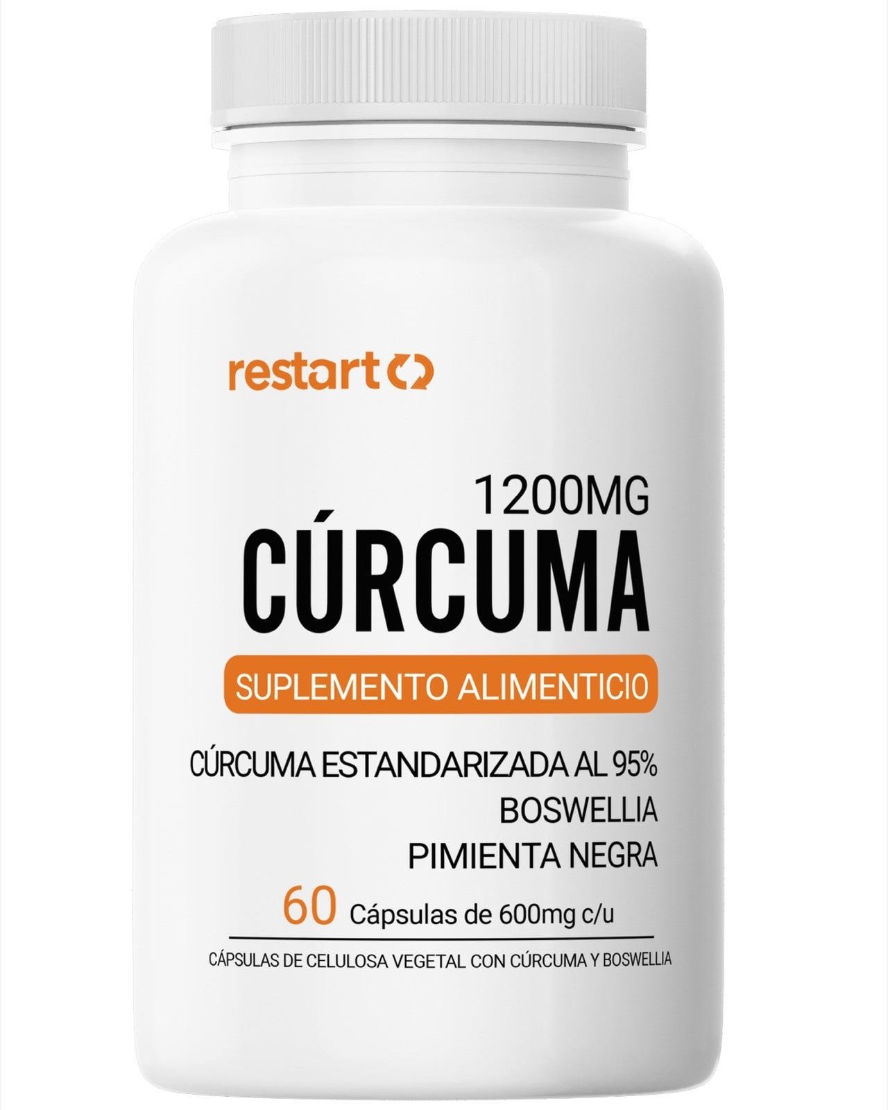 Restart Turmeric Turmeric Complex with Boswellia & Pimienta Black 1200mg 95% Estandarizado 60 Capsules Vcaps