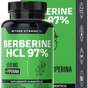 Beyond Vitamins Berberine HCL 97% 500mg Berberina Clorhidrato with Piperine 95% and Turmeric, 60 Capsules